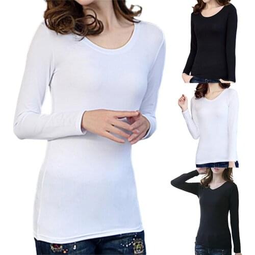 Women Cropped Tops Slim Long Sleeve Solid Color Skinny Top Bottoming Shirt Female Sexy Casual Basic Tee Tops Camisetas Mujer