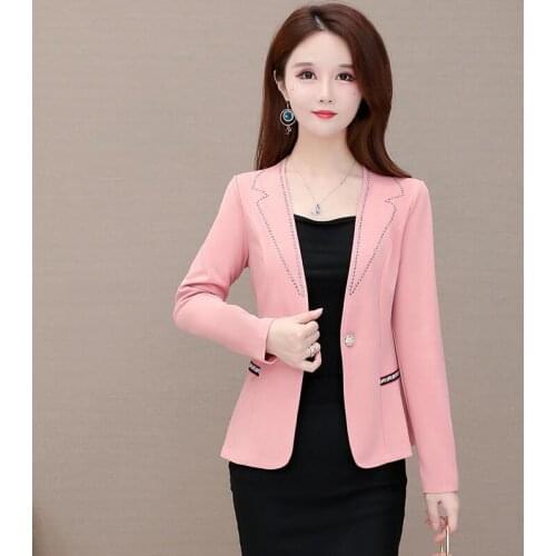 Large Size 5XL Blazer Women Suit New 2021 Blazers Womens Suits Short Slim Beaded Spring And Autumn Coat Female Jacket Black