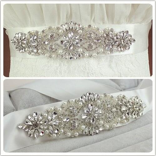 In Stock Women 2018 Hand Made Pearls Wedding Accessories Crystal Wedding Belt Bridal Belt Sash