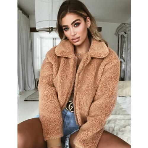 Womens Casual Winter Teddy Bear Fluffy Short Coat Fleece Fur Jacket Outerwear