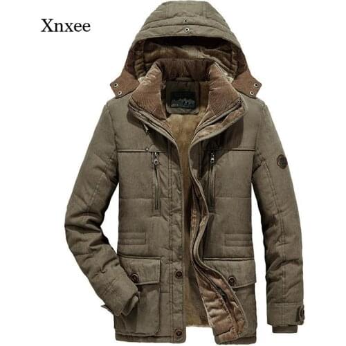 2021 Winter Mens Thick Warm and Windproof Parka Coat Velvet Jacket Casual Hooded Oversized Coat Parka Coat Mens Windbreaker