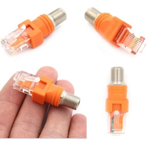 10PCS/LOT F-Type Connector RF Female To RJ45 Male Coaxial Barrel Coupler Adapter Coax Adapter RJ45 To RF Female Connector