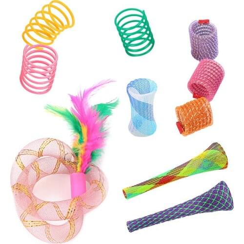 10PCS Cat Toy Set Assorted Spring Tube Toy Cat Interactive Toy Cat Teaser Toy