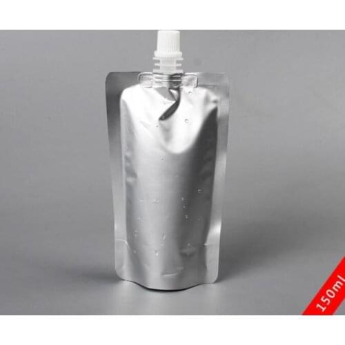 1000pcs 150ml silver aluminum foil food grade stand up spout pouch bag#2307
