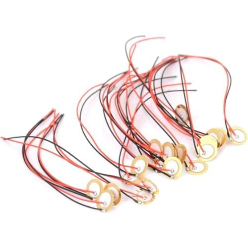 12mm Piezo Elements Sounder Sensor Trigger Drum Disc + Wire Copper Piezoelectric Buzzer Copper 20pcs/lot