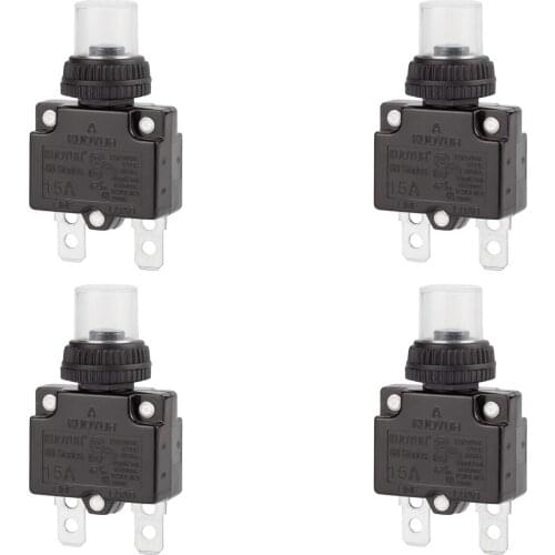 15ACircuit Breakers Thermal Overload Switch Protector88Series ManualPush Reset with Quick Connect Terminals&Waterproof ButtonCap