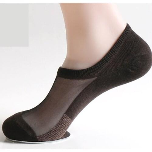 2 Pairs/Lot Men Summer Stealth Anti-skid Ultra thin Boat Socks Male Low Cut Crystal Glass Silk Meias Gift For BF Summer Vacation