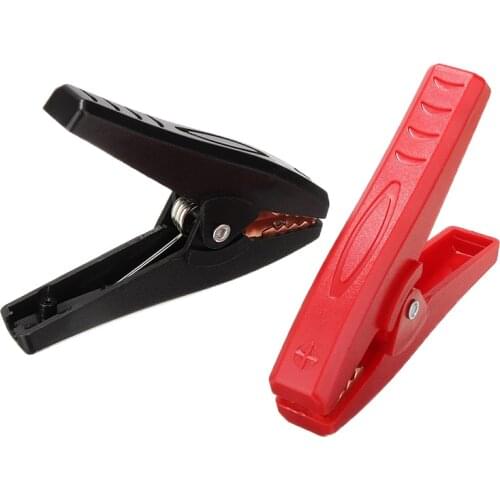2pcs Electrical 100A Crocodile Alligator Clips Car Battery Insulated Clip Clamp Connector for Battery Chargers 9cm Black/Red