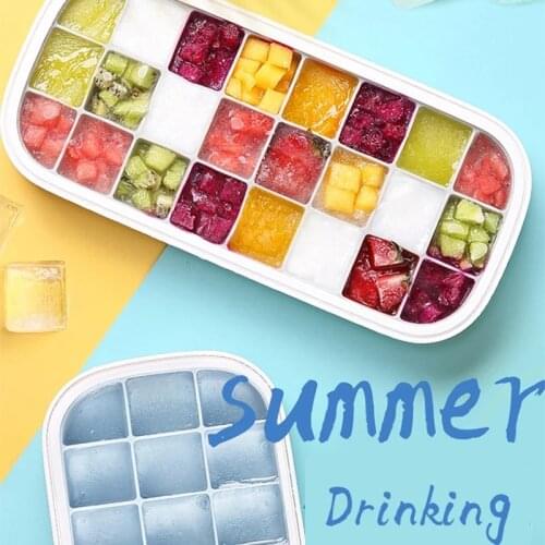 24 Grids Silicone Ice Tray Food Grade Square Shape Removable Lid Bar Kitchen Accessories Ice Cube Molds Maker