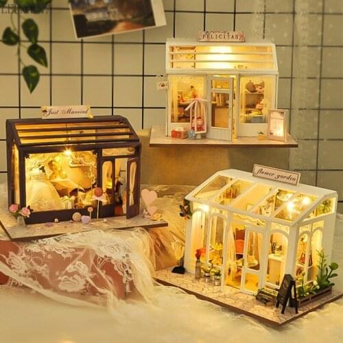3 Styles DIY Doll House Wooden Dollhouse Assembling Handmade Model Building Creative Miniature Furniture Puzzle Toys TD24/25/26