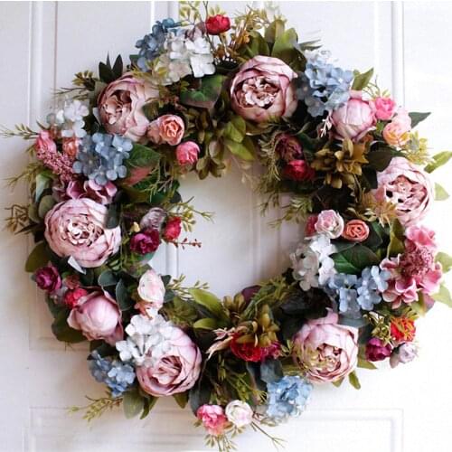 53cm Door Wreath Large Garland Artificial Flower Wreath Wall Hanging Door Decoration Home Decoration Farmhouse Decor
