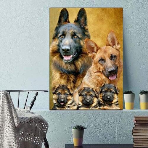 5D Diy Diamond Painting German Shepherd Family Cross Stitch Needlework Embroidery Dog Full Square Mosaic RhinestonesZP-4378