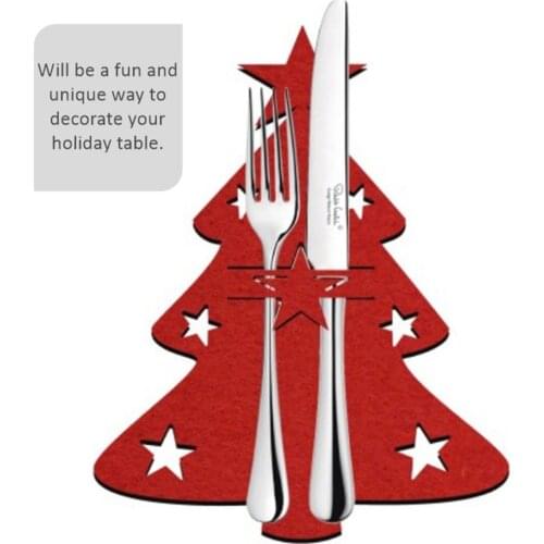 8pcs Christmas Tree Cutlery Cover Knife and Fork Bags Christmas Tableware Pouch Holder Cutlery Bags for Christmas New Year 2021