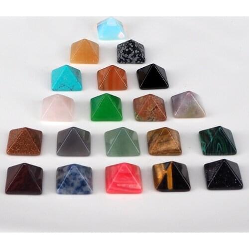 14mm Natural Tiger Eye Rhodochrosite Pyramid Stone Beads For Jewelry Ring Making Seven Chakra Energy Healing Agates Stone Beads