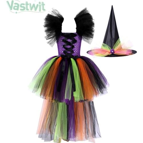 Kids Wizard Princess Girl Dress Cosplay Costumes Kids Halloween Fancy Costume Children Carnival Party Clothes Summer Dress Up