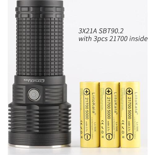 Convoy 3X21A flashlight, SBT90.2, 5400lm, with temperature control and type-c charging interface,with 3pcs 21700 battery inside