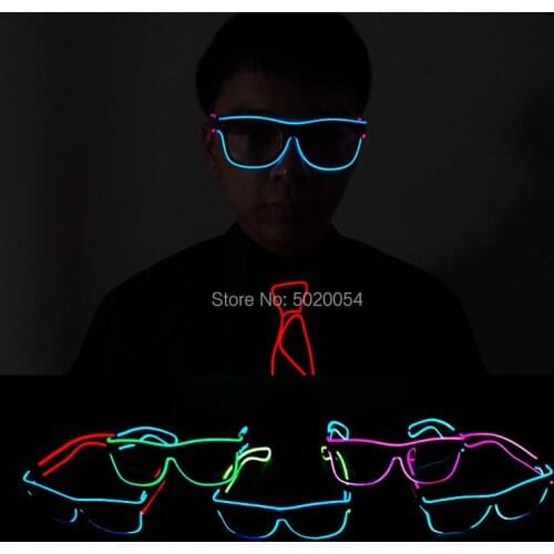 GZYUCHAO EL Novelty Neon LED Light Up Glasses Halloween Cosplay EL Wire Glowing Glasses For Night Club Bar