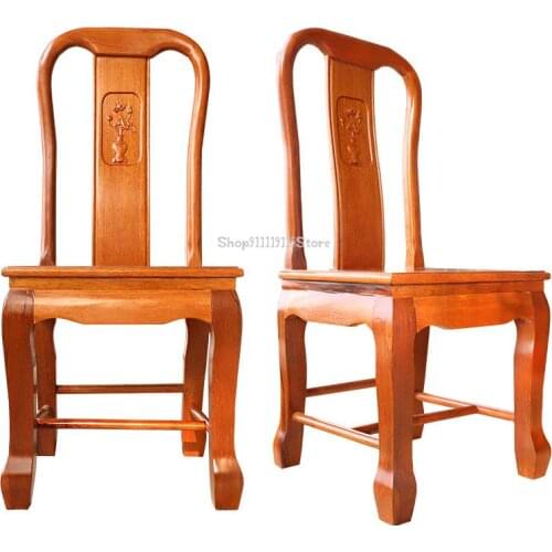 Chinese Style Solid Wood Pineapple Dining Chair Family Back Chair Log Simple Restaurant Dining Table Chair Hotel Stool