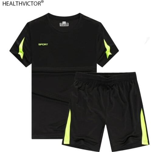 Summer Breathable Two Piece Short Sleeve Man T-shirt Suit Casual Outdoor Sports Tracksuit Pockets Jogging T Shirt Shorts Men Set