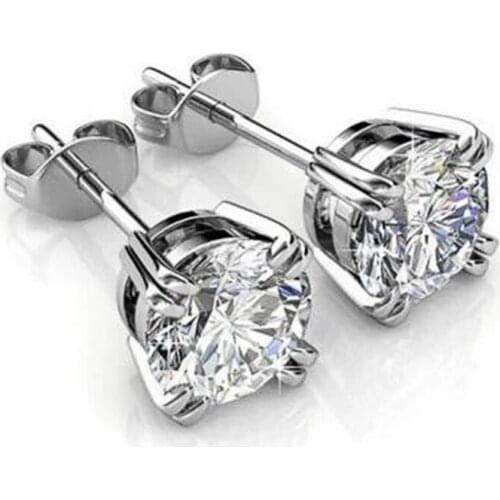 Huitan Minimalist Round Cubic Zirconia Stud Earrings for Women Fashion Versatile Female Accessories Simple Earrings Wholesale