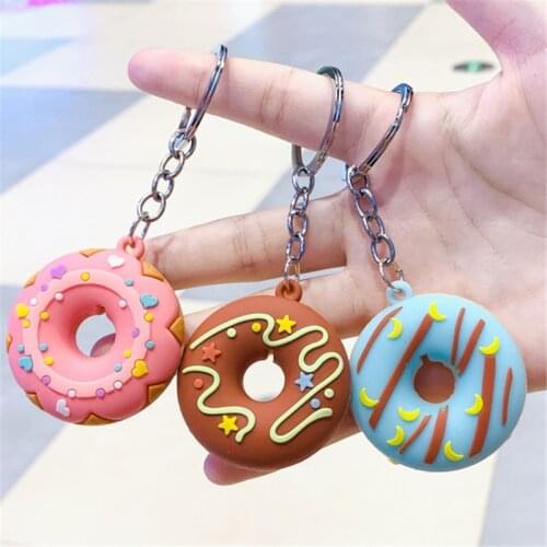 Cartoon Bread Donut Keychain Creative Food Silicone Cute Girl Bag Car Pendant Fashion Couple Exquisite Keyring