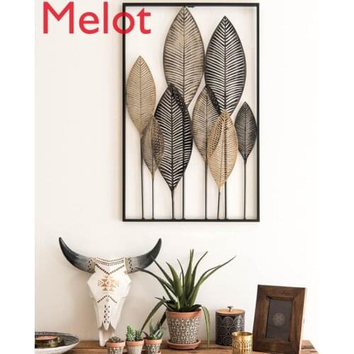 Nordic Modern Wrought Iron Forest Wall Hanging Hollow Leaves Ormaments Home Livingroom 3D Stereo Wall Sticker Mural Crafts Decor