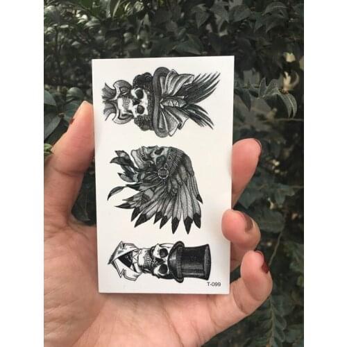 2018 New Waterproof Temporary Tattoo Sticker Indian leader feather skull gentleman Water Transfer fake flash tatoo for man women