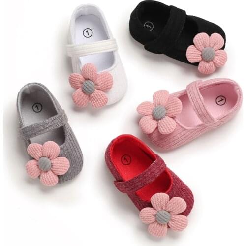 Prewalker 0 to 18 Months, Infants During The Spring And Autumn Small Flower Cotton Stripe Antiskid Soft-Soled Shoes First Steps