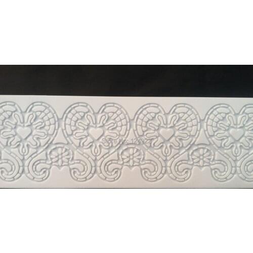 Wholesale 10Pcs/lot CT-5013 Heart Shapes Lace Soft 100% Platinum Silicone Cake Fondant Embossing Gum Paste Decorating Mold Tool