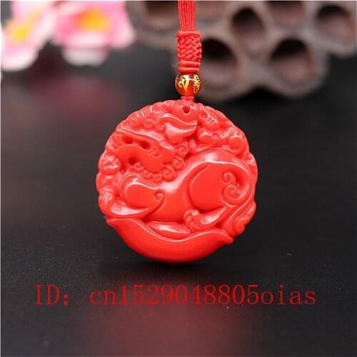 Natural Red Coral Jade Stone Dragon Pendant Necklace Chinese Jadeite Jewelry Charm Carved Pixiu Amulet Fashion Gifts for Women