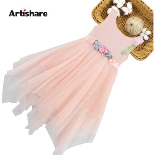 Girls Dress Floral Mesh Kids Party Dress 2020 Neweset Dress For Girls Cute Summer Princess Dresses For Girls 6 8 10 12 14