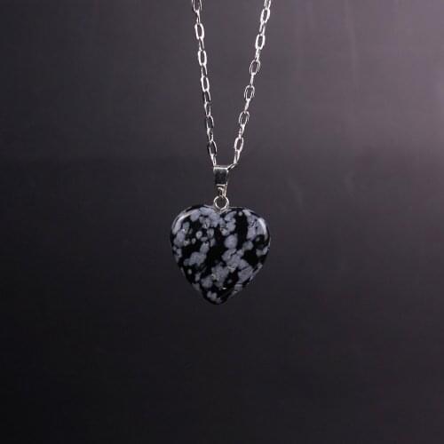 Wholesale Assorted 50pcs Mixed Natural Stone Snowflake Obsidian Charms Necklaces 20mm Heart Pendants For Jewelry Making Free