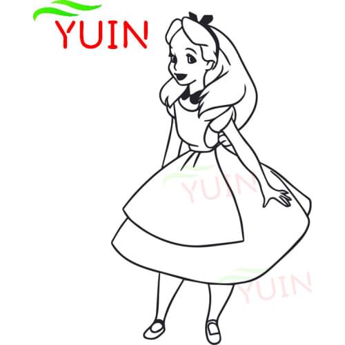 Alice In Wonderland Simple Cartoon Decal Fashionable Body Decoration PVC Waterproof Car Sticker Black/White/Red/Laser/Silver