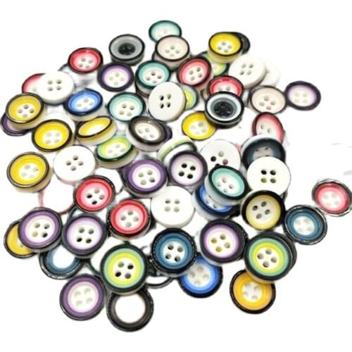 HL 12MM 100PCS 4 Holes Flatback Resin Buttons Shirt Apparel Sewing Accessories DIY Scrapbooking Crafts
