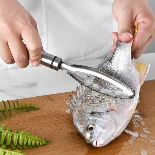 Fish Scaler Fishing Tools Fish Cleaner Kitchen Tools Gadgets 304 Stainless Steel Scale Scraper Creative Fish Killing Tool