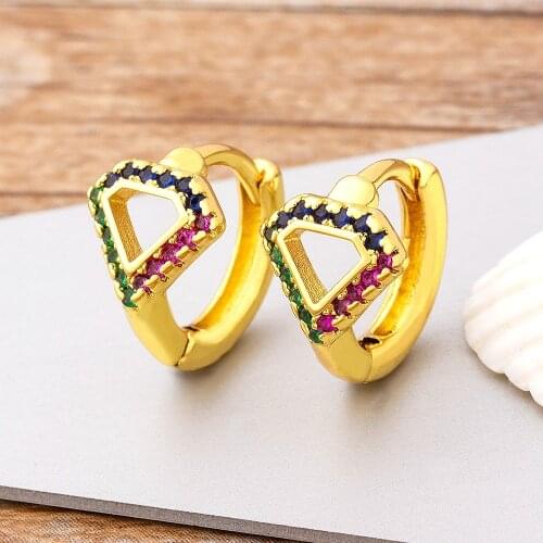 New Fashion Punk Hip-Hop Cuba Gothic Stud Earrings for Women Rainbow Copper Zircon Jewelry Accessories Best Party Birthday Gift