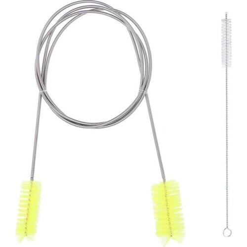 2pcs Kitchen U-shaped Pipe Cleaning Brush Glass Inlet and Outlet Nylon Brush Aquarium Cleaning Tools Spring Brushes