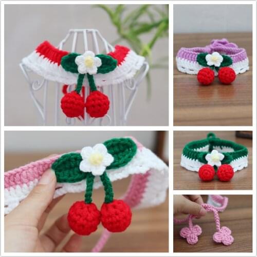 Handmade Wool Knitted Cat Collar Cute Pet Necklace Cat Accessories Comfortable Cute Kitten Collar Kitten Accessories
