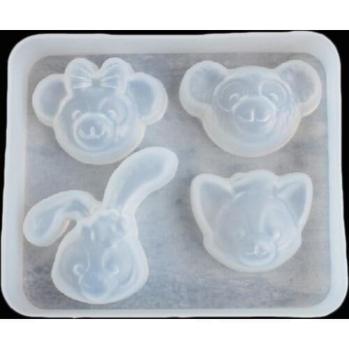 Silicone Mold Cute Animal Head DIY Jewelry Making Tools Handmade Bear Koala Epoxy Resin Crafts Molds Rabbit Fondant Cake Decor