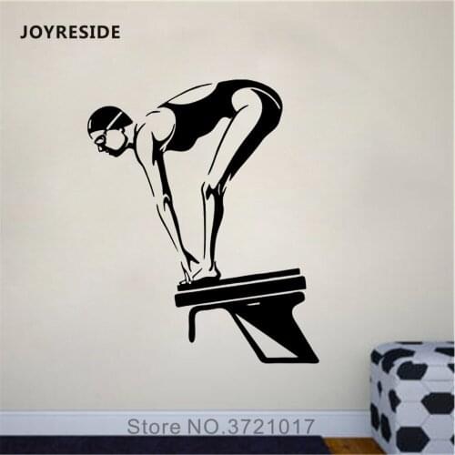 JOYRESIDE Diving Sports Athlete Wall Sticker Decals Vinyl Kids Boys Girls Room Bedroom Living room Playroom Home Art Mural A1311