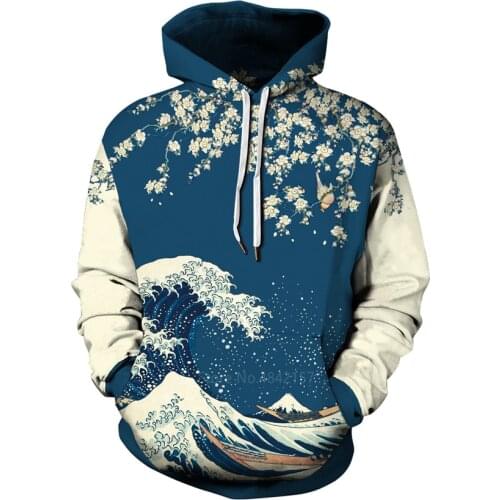 The Great Wave Off Kanagawa Japanese Hoodies Samurai Couples Clothing Man Woman Hooded Sweatshirt Tops Kimono Ukiyo-e