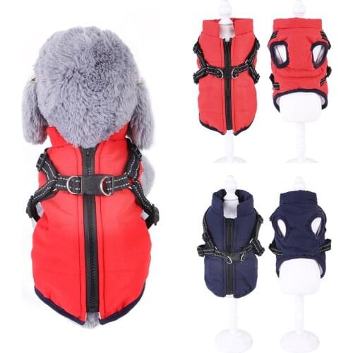 Pet supplies vest chest straps with velvet thickening autumn winter dog tow feet warm clothing