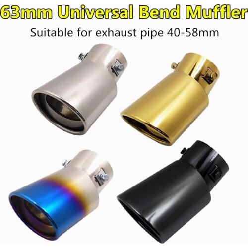 4 Colors 63mm Diameter Universal Bend Muffler Stainless Steel Car Exhaust System Tip Pipe Auto Modified Decoration Car-styling