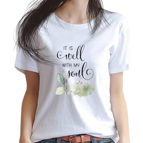 Inspirational Quote Hymn - It Is Well with My Soul - Women T Shirt Fine Art Printing Apparel Script Calligraphy Faith Belief