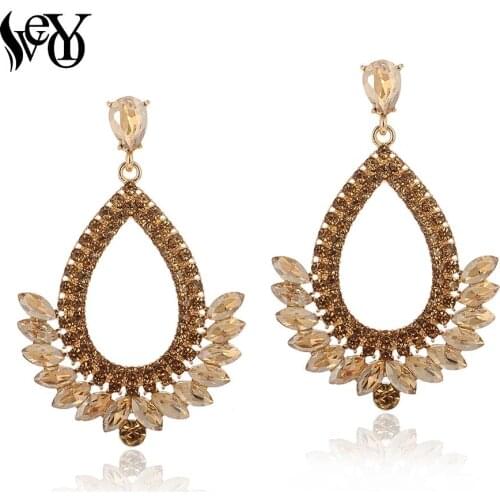 VEYO Hollow out Crystal Rhinestone Drop Earrings Geometry Dangle Earrings for Women Fashion Jewelry Wholesale