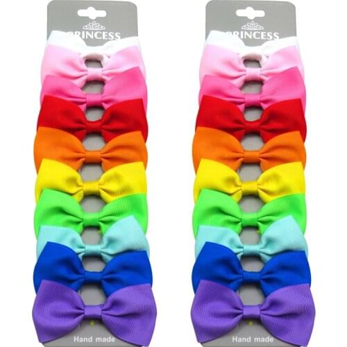 20PCS/Lot Lovely Rainbow MIX Colors Hairpins Grosgrain Ribbon Bow Clips 2020 Korean Creativity Hair Accessories For Baby Girls