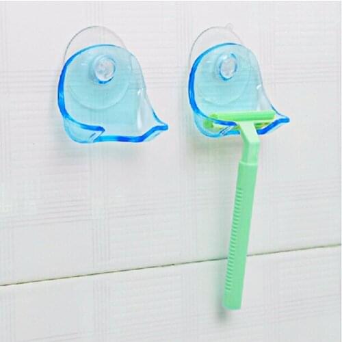 1pc Clear Plastic Super Suction Cup Razor Rack Bathroom Razor Holder Suction Cup Shaver Storage Rack Blue Worldwide New Arrival