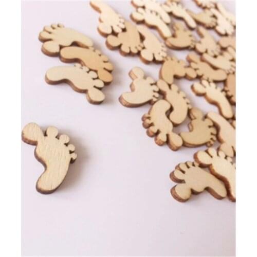 100pcs DIY Natural Wooden cute Baby foot Spacer Loose beads Fit kids Handmake Baby show wedding Xmas Party Crafting Decoration