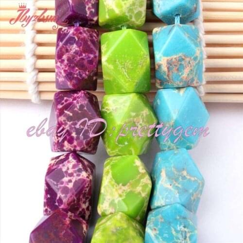 12x16mm Faceted Reactangle Sea Sediment Gem Stone Beads Spacer Strand 15" For DIY Necklace Bracelat Jewelry Making,Free Shipping