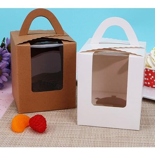 20pcs Biscuit Candy Box Single Muffin Box Portable Window Cupcake Box Mousse Mud Pudding Bottle Packaging Cup Gift